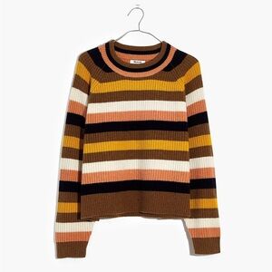 Madewell Striped Tilden Pullover Sweater